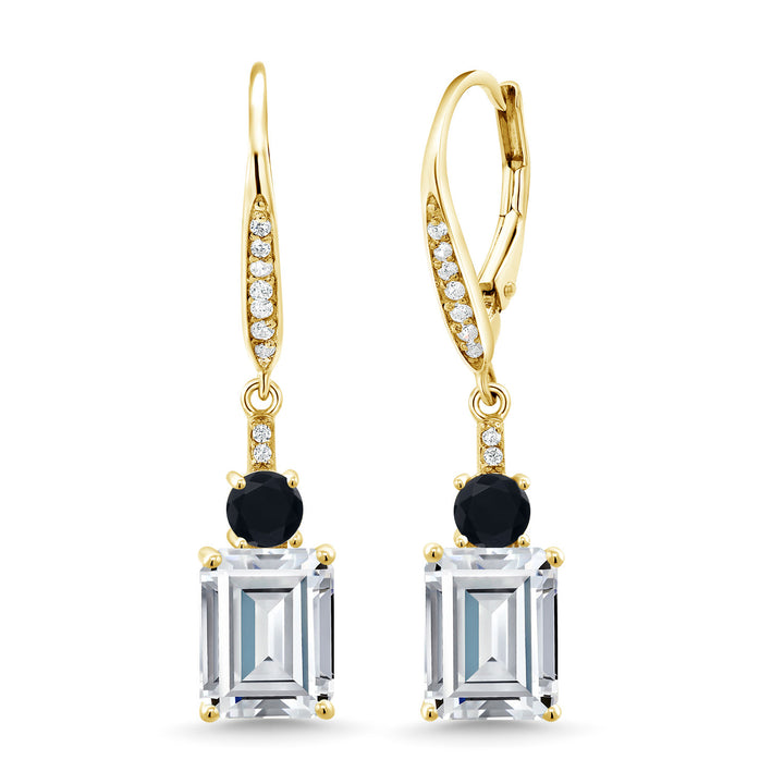 White Moissanite - April_Earrings in 925 Yellow Gold Plated Silver