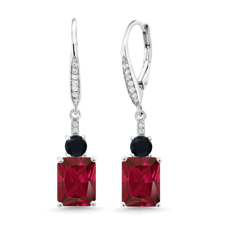 Created Ruby - July_Earrings in 925 Sterling Silver