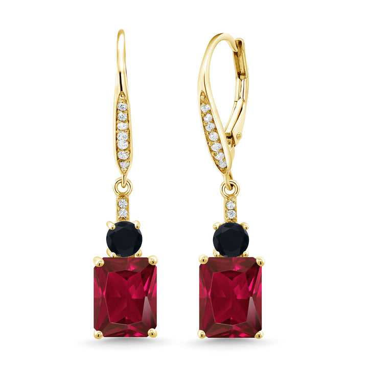 Created Ruby - July_Earrings in 925 Yellow Gold Plated Silver