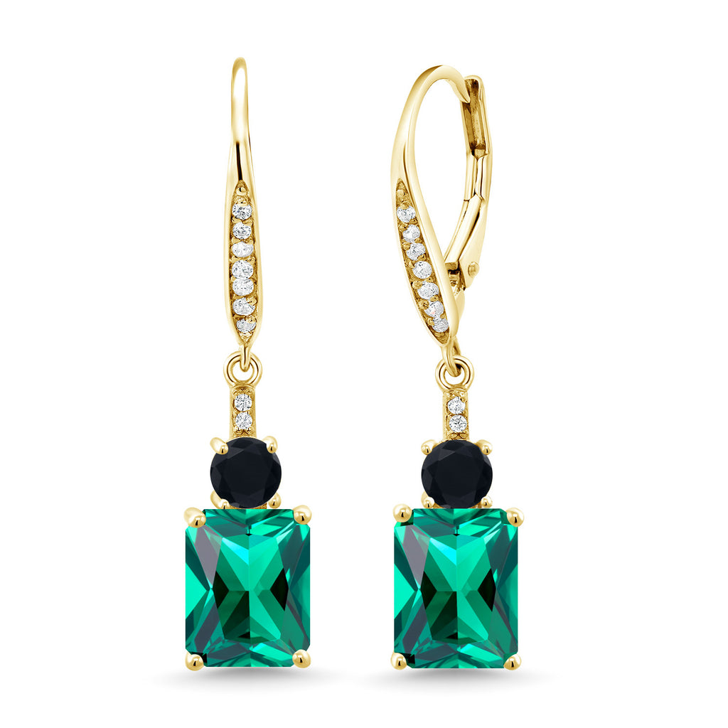 Nano Emerald - May_Earrings in 925 Yellow Gold Plated Silver