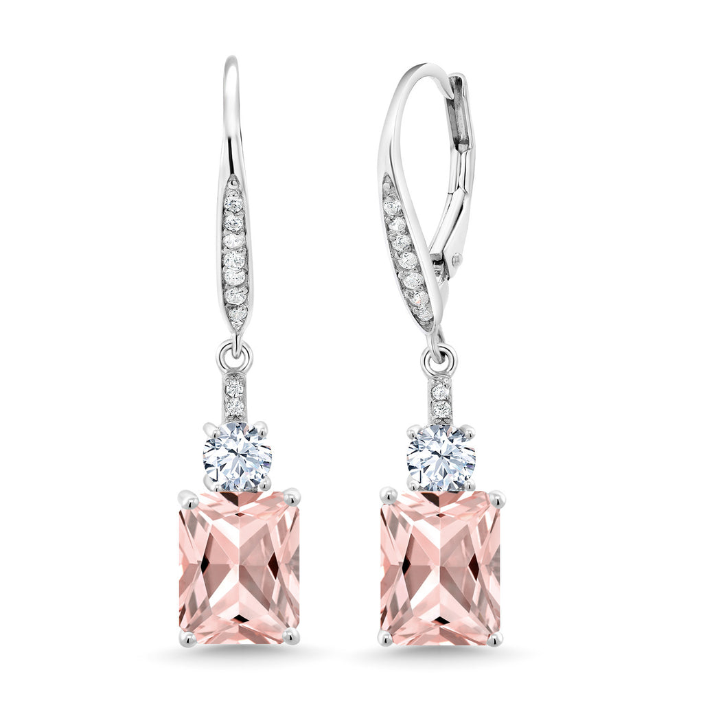 Gem Stone King 4-5 Cttw Drop Dangle Earrings for Women | 925 Sterling Silver | Emerald Cut 9X7MM Gemstone Birthstone | Jewelry Gifts for Mom Her Anniversary Wedding