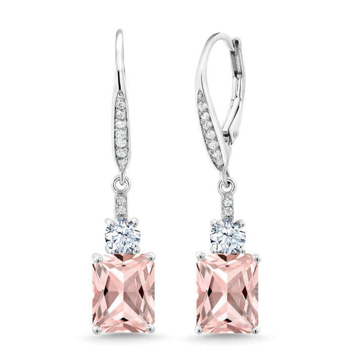 Gem Stone King 4-5 Cttw Drop Dangle Earrings for Women | 925 Sterling Silver | Emerald Cut 9X7MM Gemstone Birthstone | Jewelry Gifts for Mom Her Anniversary Wedding