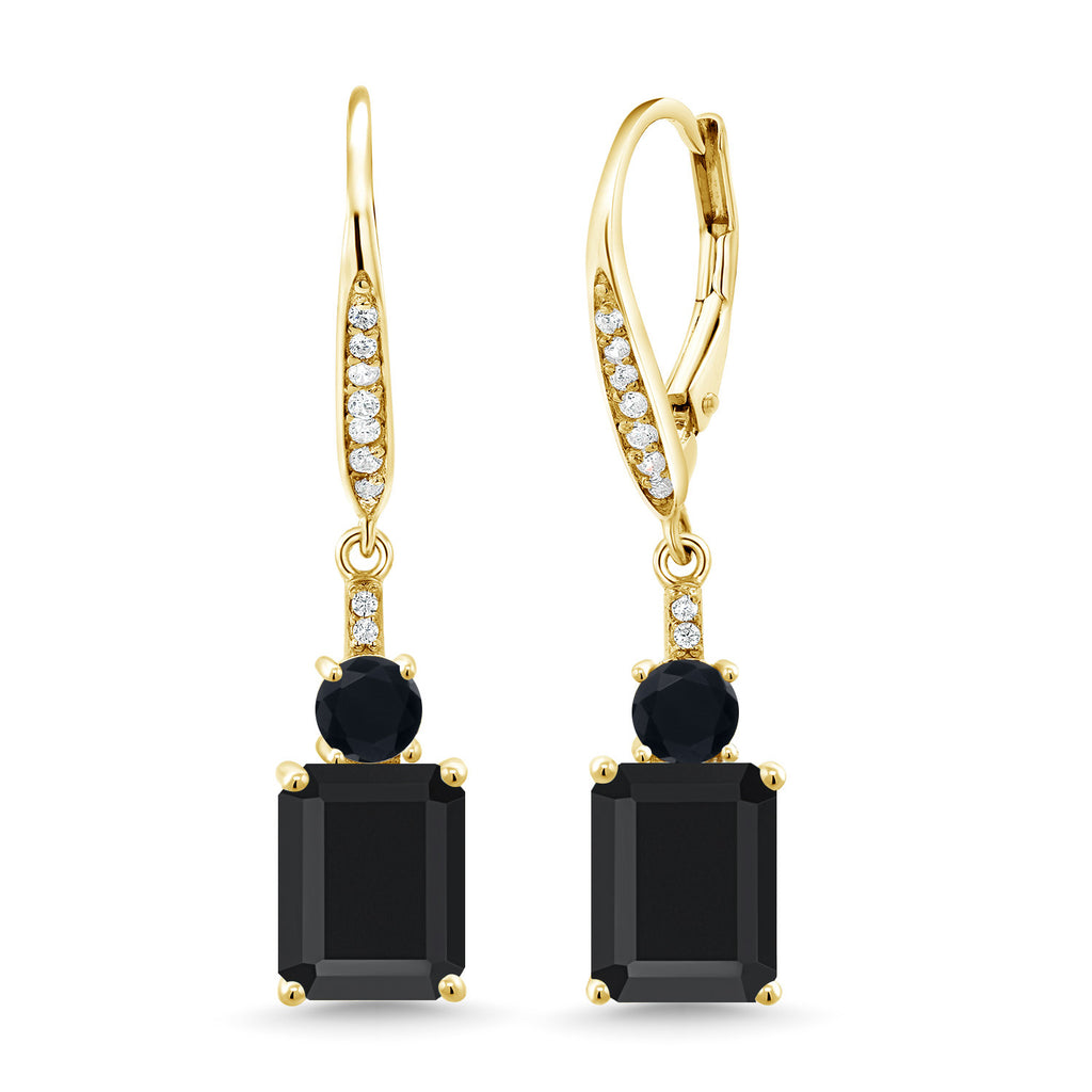 Sky Blue and White_Earrings in 925 Yellow Gold Plated Silver