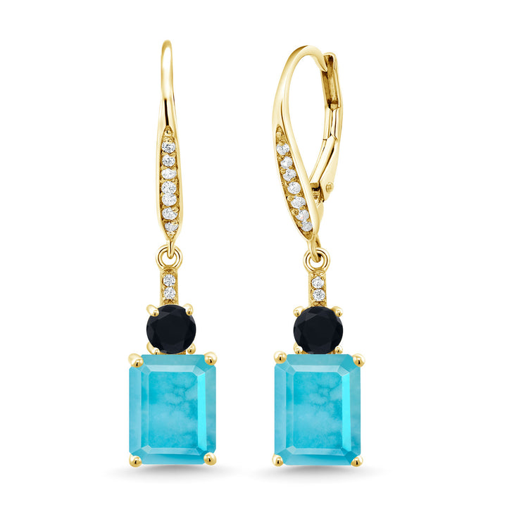 Turquoise_Earrings in 925 Yellow Gold Plated Silver