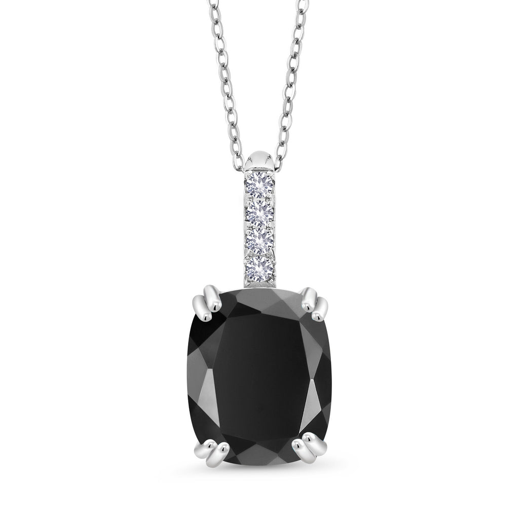 White Created Sapphire - September_Pendant in 925 Sterling Silver