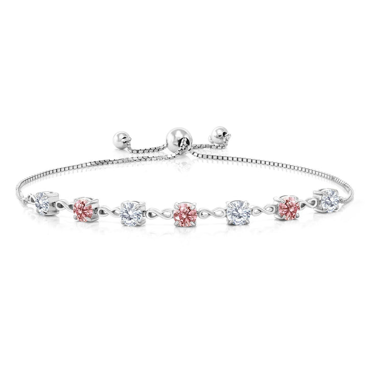Pink Lab Grown Diamond - April_Bracelet in 925 Sterling Silver