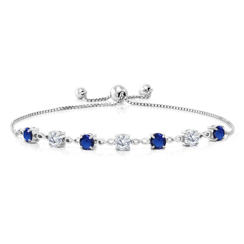 Blue Created Sapphire - September_Bracelet in 925 Sterling Silver