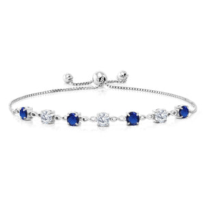Created Sapphire - September_Bracelet in 925 Sterling Silver