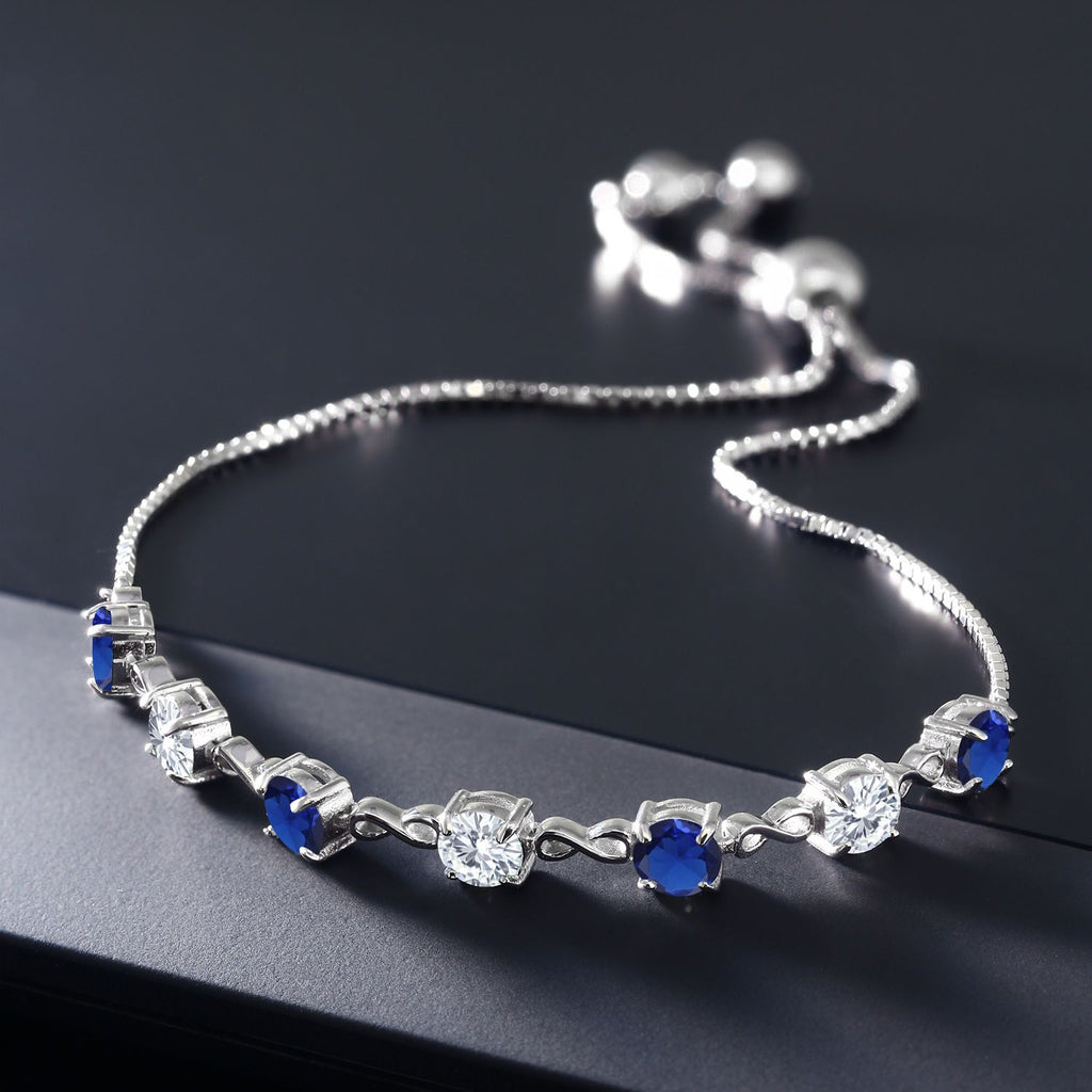 Created Sapphire - September_Bracelet in 925 Sterling Silver