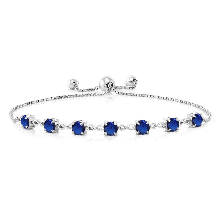 Blue Created Sapphire - September_Bracelet in 925 Sterling Silver