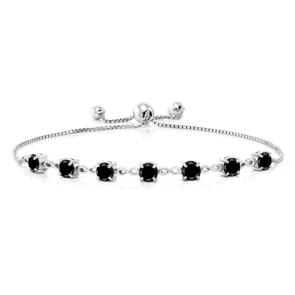 Gem Stone King Infinity Tennis Bracelet for Women | 4.5MM Round Gemstone Birthstone | 925 Sterling Silver | Adjustable Bolo Bracelet For Women | Easy-On Easy-Off | Fine Jewelry for Her Mom Wife