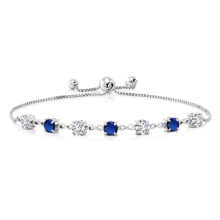 Blue Created Sapphire - September_Bracelet in 925 Sterling Silver