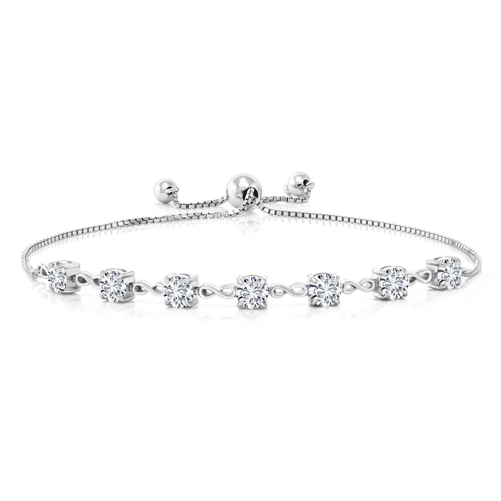 Gem Stone King Infinity Tennis Bracelet for Women | 4.5MM Round Gemstone Birthstone | 925 Sterling Silver | Adjustable Bolo Bracelet For Women | Easy-On Easy-Off | Fine Jewelry for Her Mom Wife