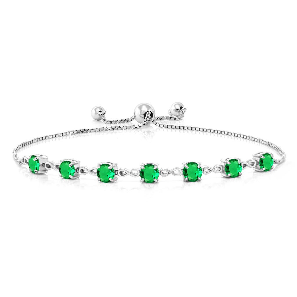 Gem Stone King Infinity Tennis Bracelet for Women | 4.5MM Round Gemstone Birthstone | 925 Sterling Silver | Adjustable Bolo Bracelet For Women | Easy-On Easy-Off | Fine Jewelry for Her Mom Wife