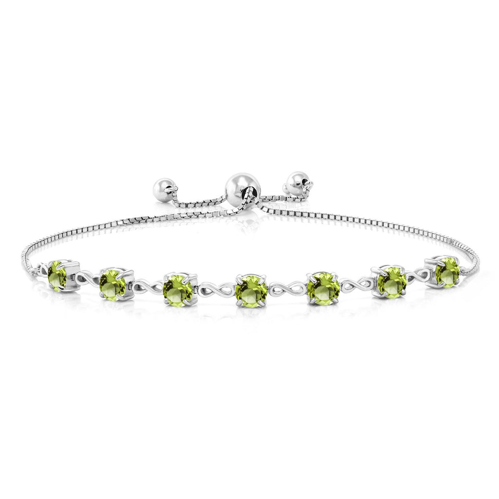 Gem Stone King Infinity Tennis Bracelet for Women | 4.5MM Round Gemstone Birthstone | 925 Sterling Silver | Adjustable Bolo Bracelet For Women | Easy-On Easy-Off | Fine Jewelry for Her Mom Wife