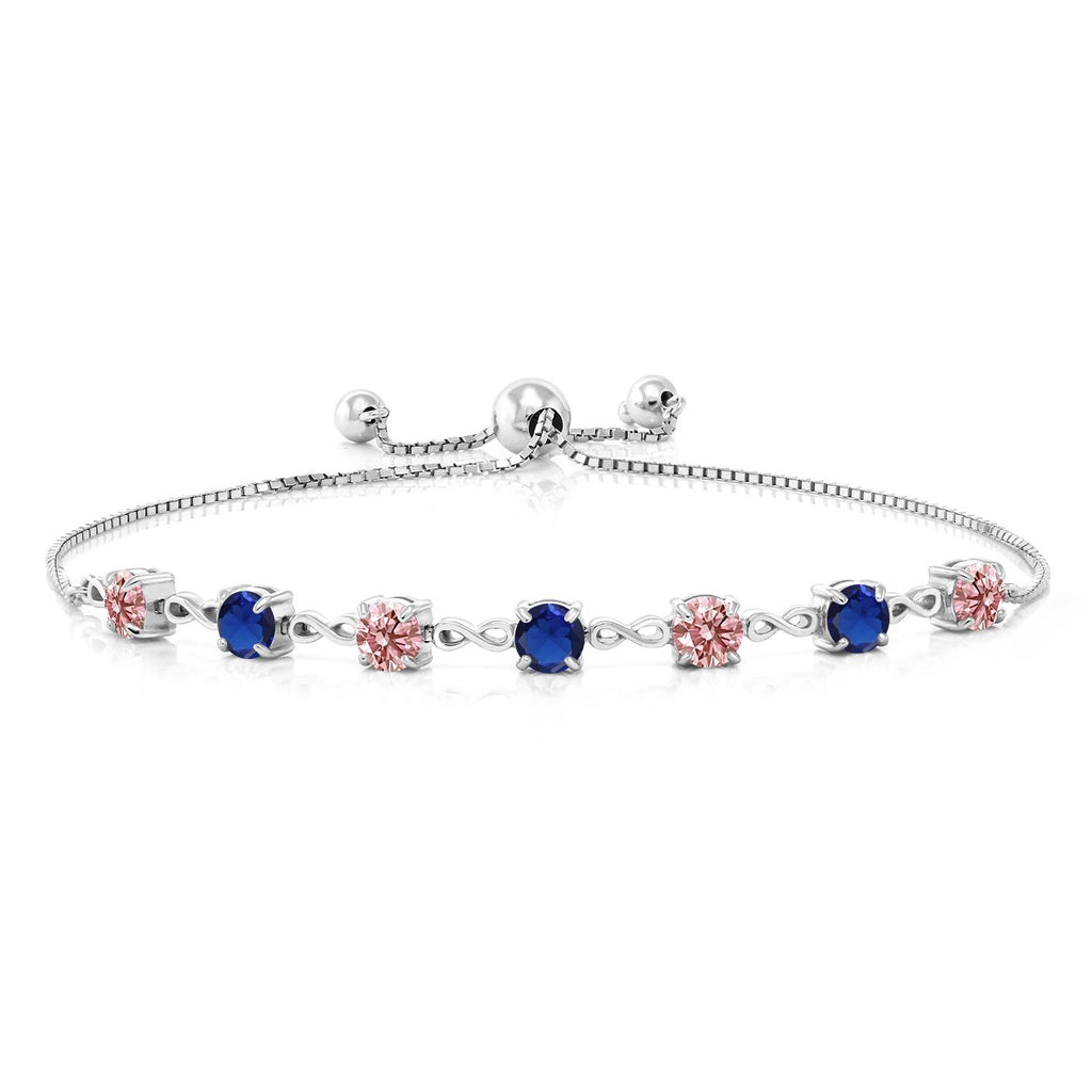 Blue Created Sapphire - September_Bracelet in 925 Sterling Silver