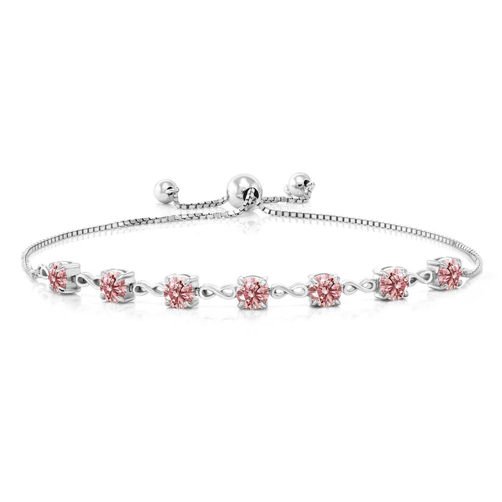 Pink Lab Grown Diamond - April_Bracelet in 925 Sterling Silver