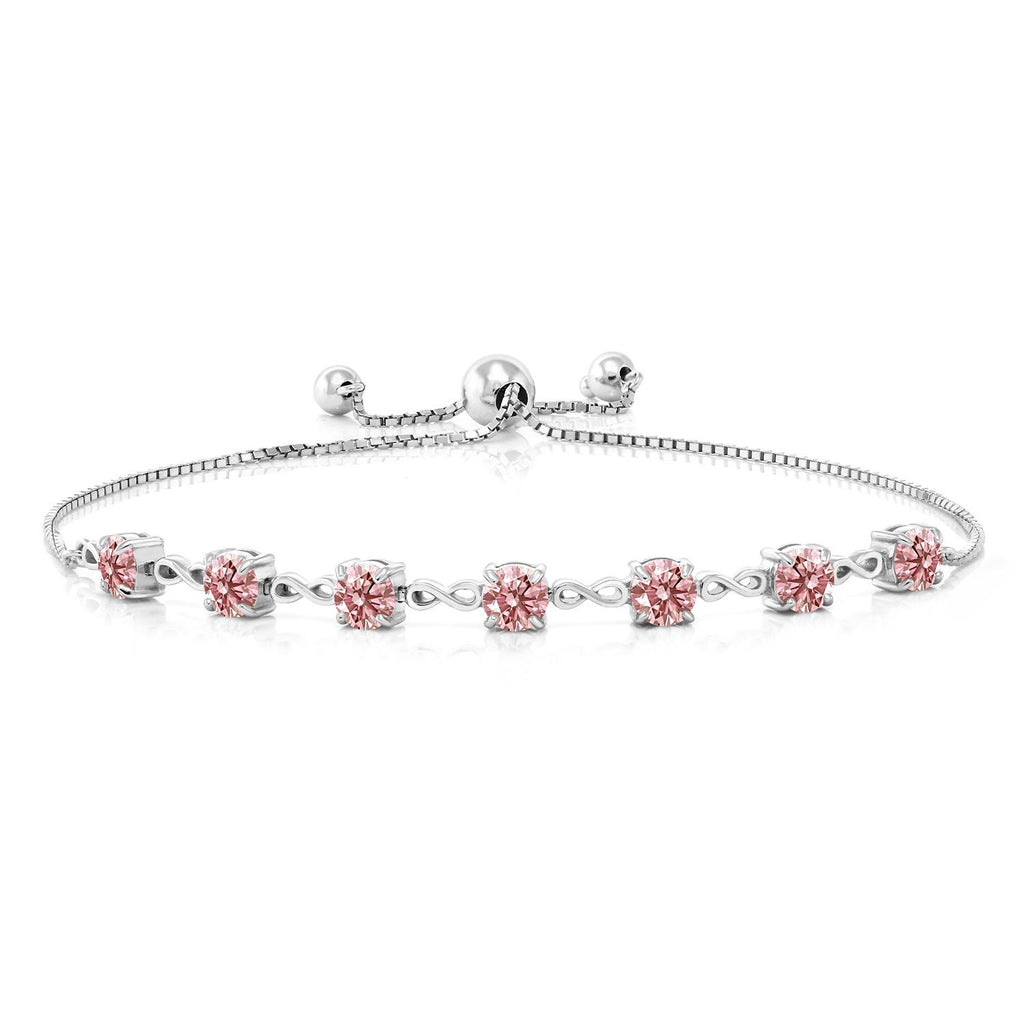 Gem Stone King Infinity Tennis Bracelet for Women | 4.5MM Round Gemstone Birthstone | 925 Sterling Silver | Adjustable Bolo Bracelet For Women | Easy-On Easy-Off | Fine Jewelry for Her Mom Wife