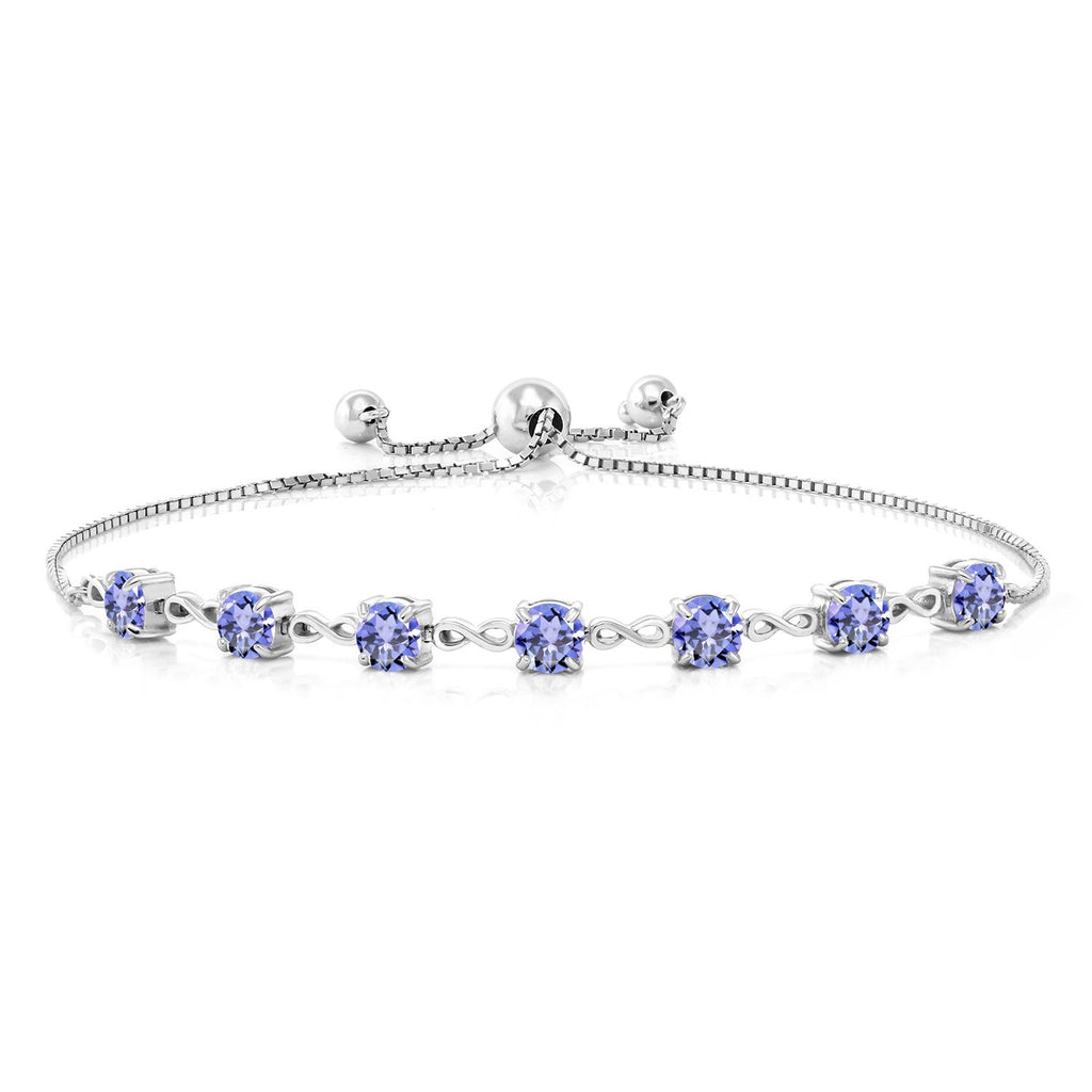 Gem Stone King Infinity Tennis Bracelet for Women | 4.5MM Round Gemstone Birthstone | 925 Sterling Silver | Adjustable Bolo Bracelet For Women | Easy-On Easy-Off | Fine Jewelry for Her Mom Wife