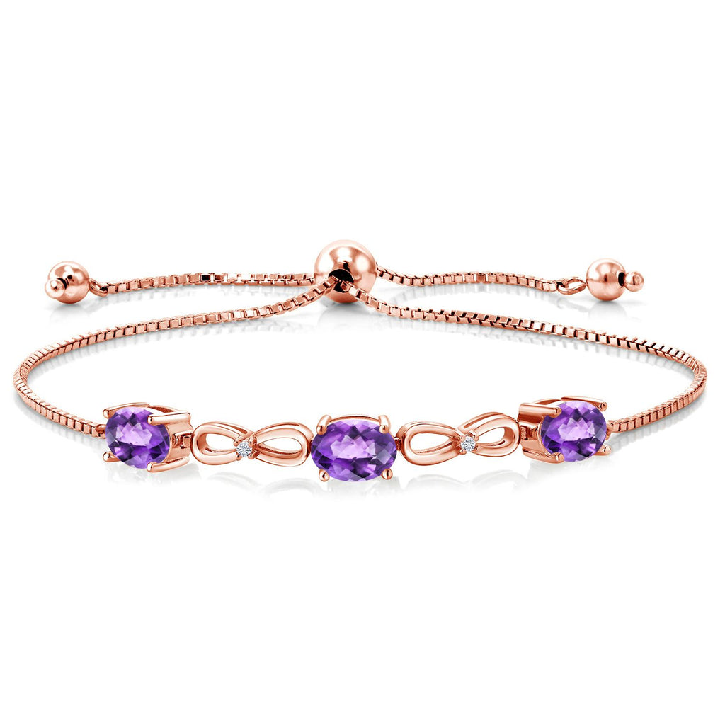 Amethyst-Checkerboard - February_Bracelet in 925 Rose Gold Plated Silver
