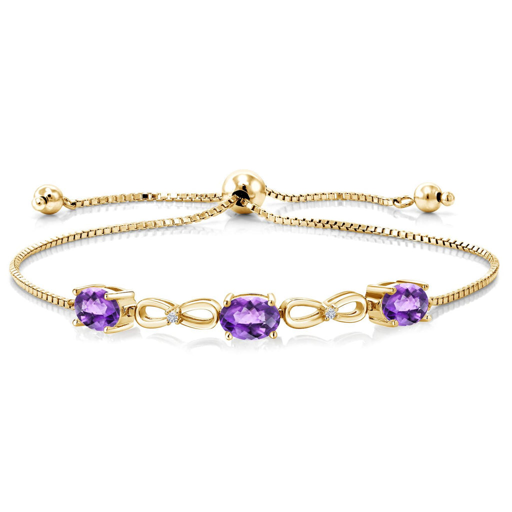 Amethyst-Checkerboard - February_Bracelet in 925 Yellow Gold Plated Silver