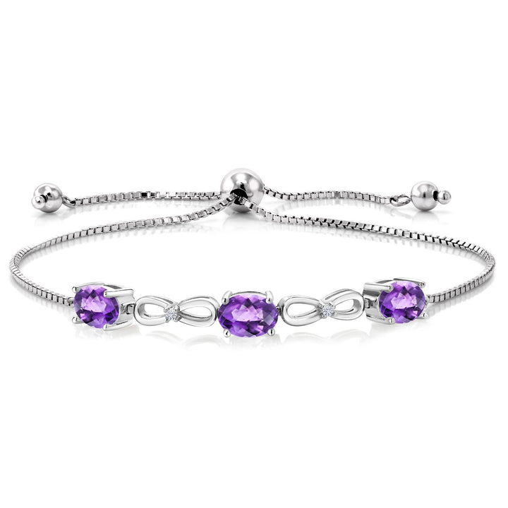 Amethyst-Checkerboard - February_Bracelet in 925 Sterling Silver