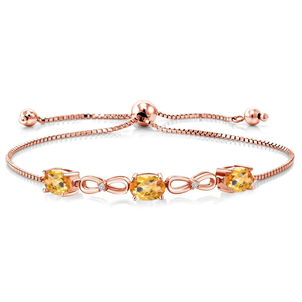 Citrine-Checkerboard - November_Bracelet in 925 Rose Gold Plated Silver