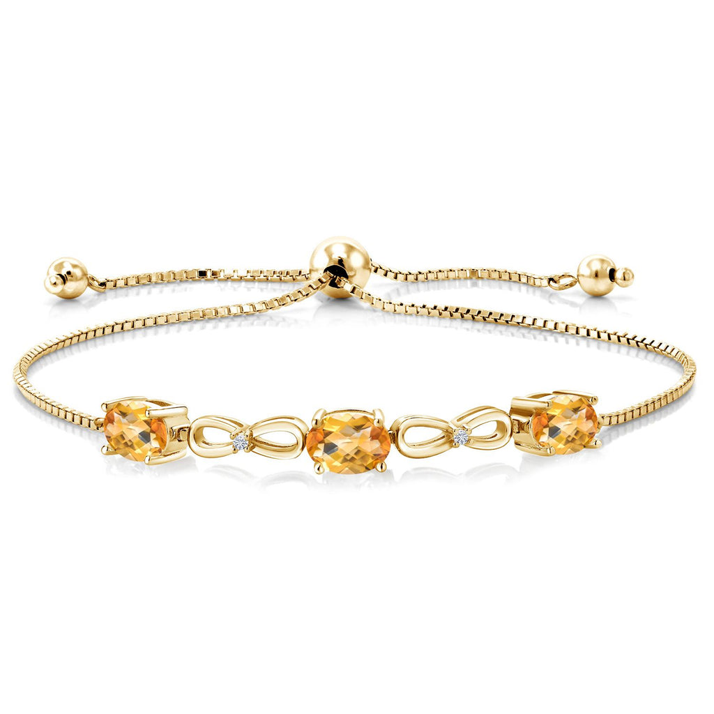 Citrine-Checkerboard - November_Bracelet in 925 Yellow Gold Plated Silver