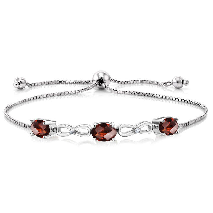 Garnet-Checkerboard - January_Bracelet in 925 Sterling Silver