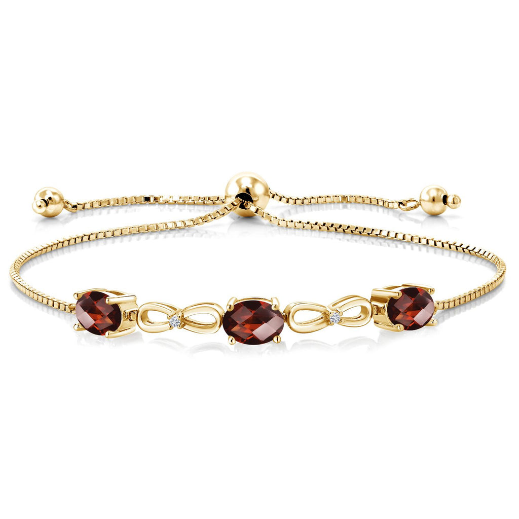 Garnet-Checkerboard - January_Bracelet in 925 Yellow Gold Plated Silver