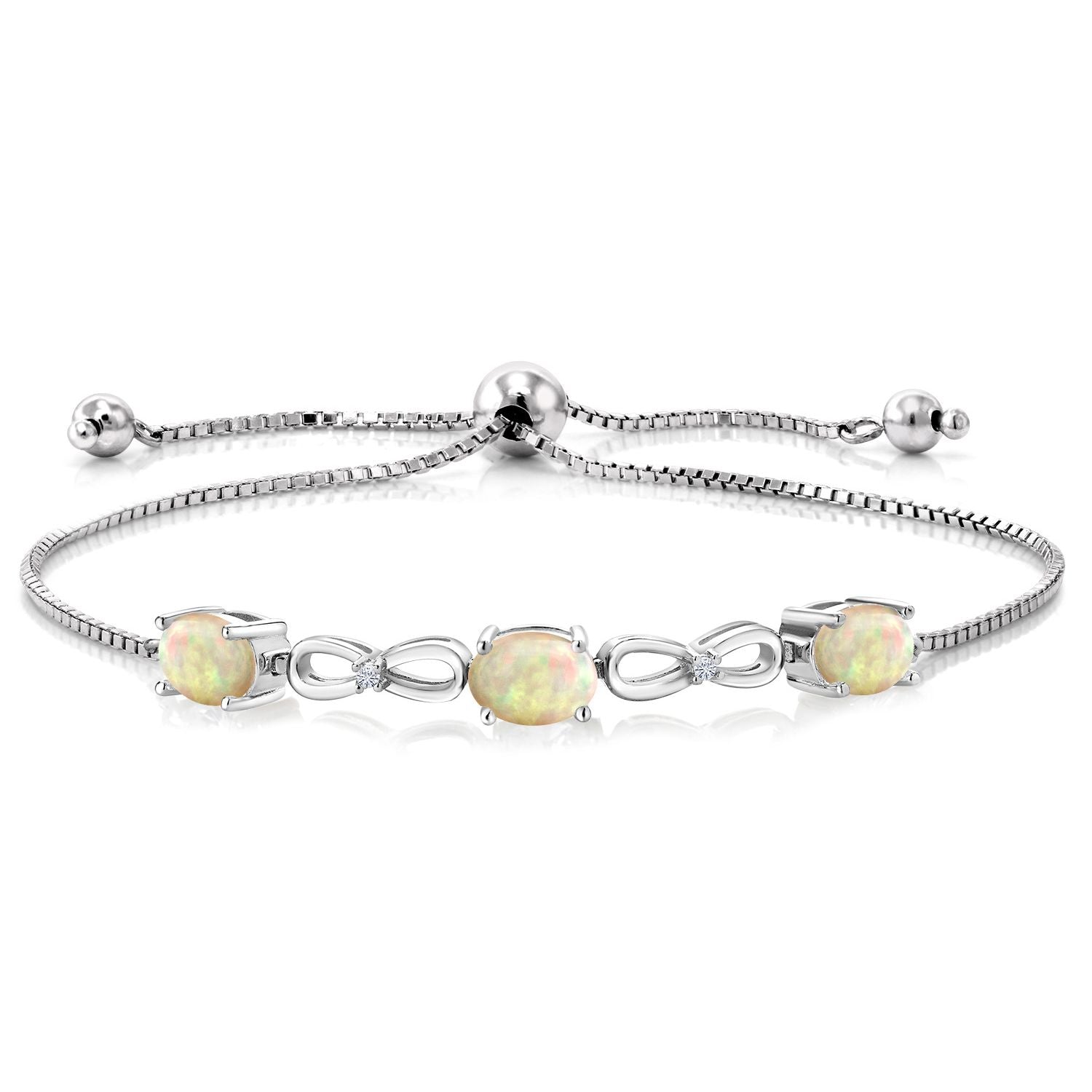 Ethiopian Opal-Cabochon - October_Bracelet in 925 Sterling Silver