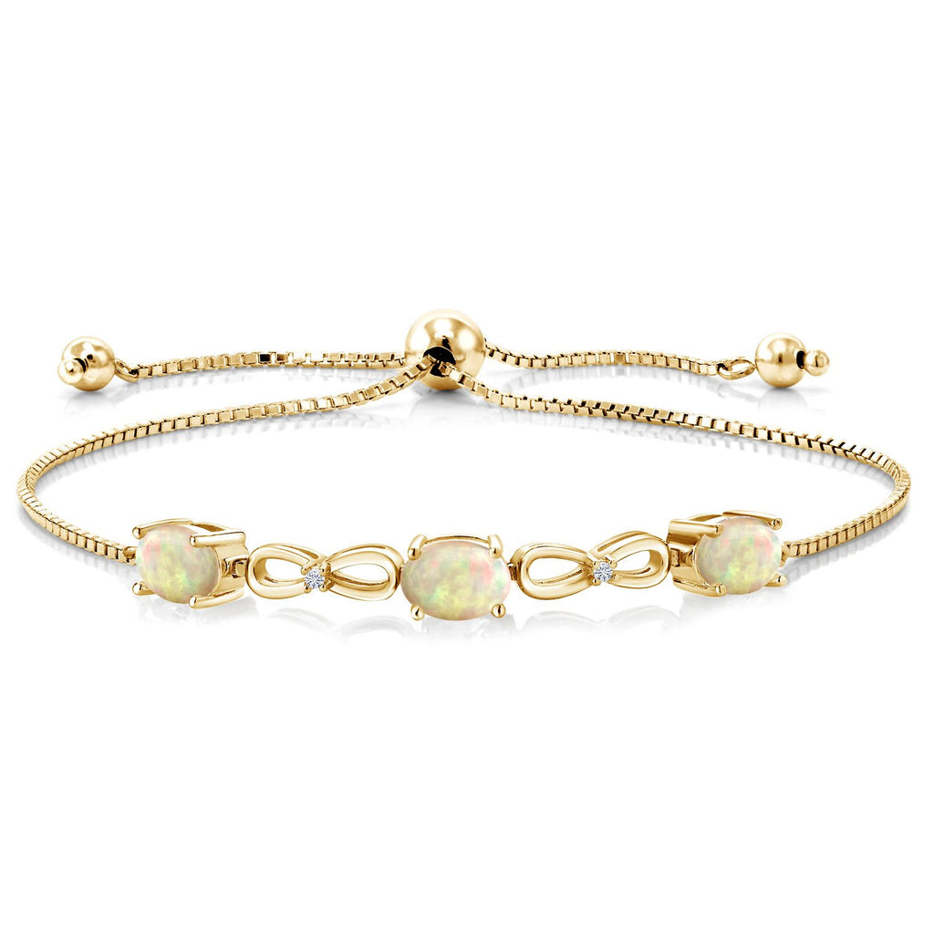 Ethiopian Opal-Cabochon - October_Bracelet in 925 Yellow Gold Plated Silver
