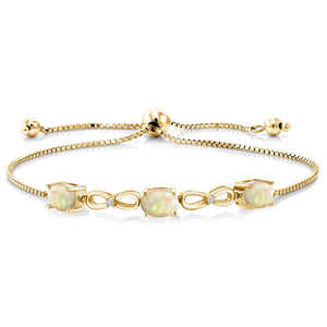 Ethiopian Opal-Cabochon - October_Bracelet in 925 Yellow Gold Plated Silver