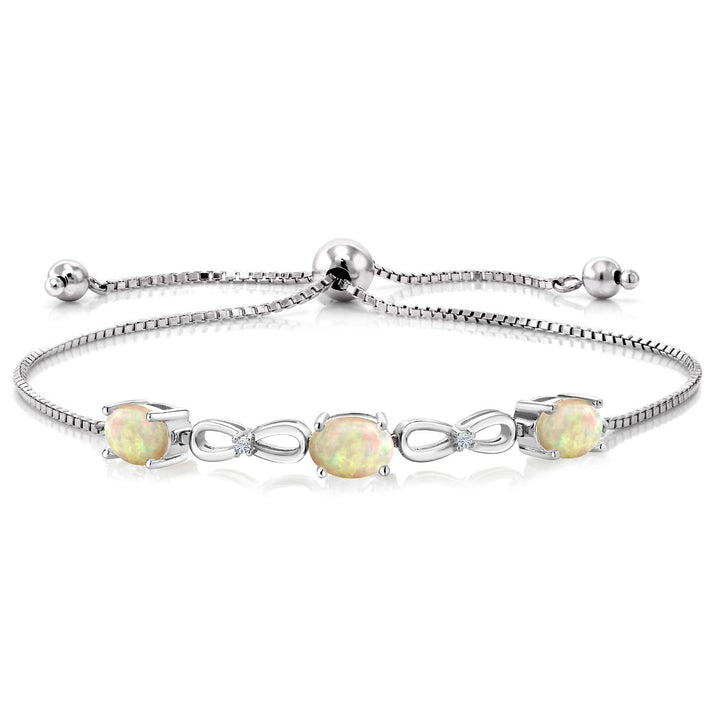 Ethiopian Opal-Cabochon - October_Bracelet in 925 Sterling Silver