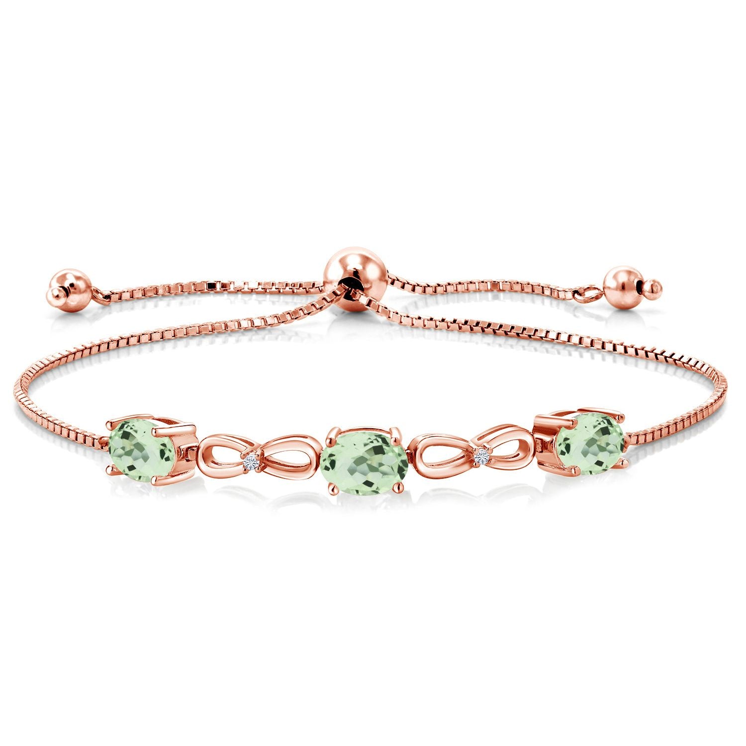 Prasiolite_Bracelet in 925 Rose Gold Plated Silver