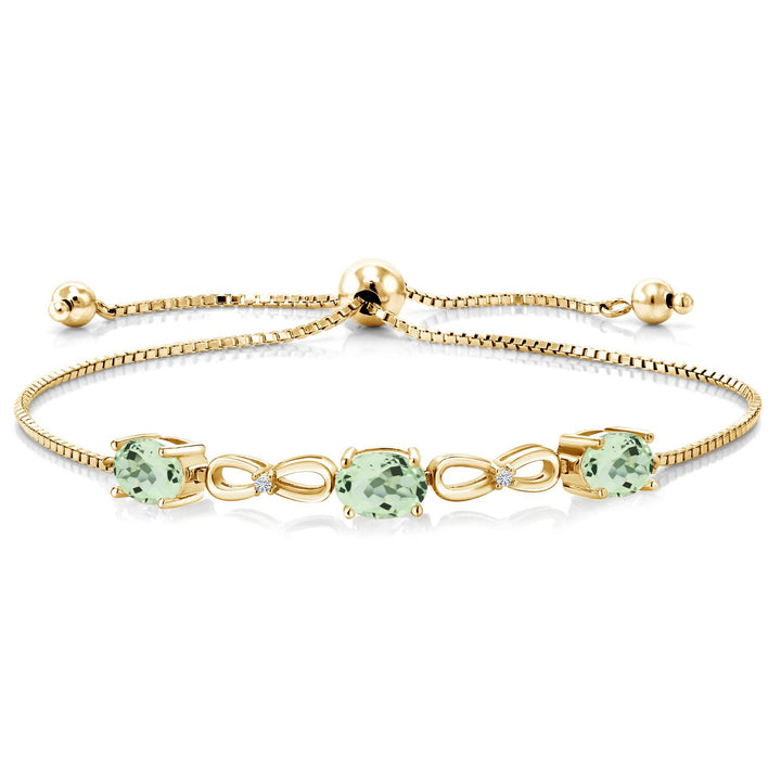 Prasiolite_Bracelet in 925 Yellow Gold Plated Silver