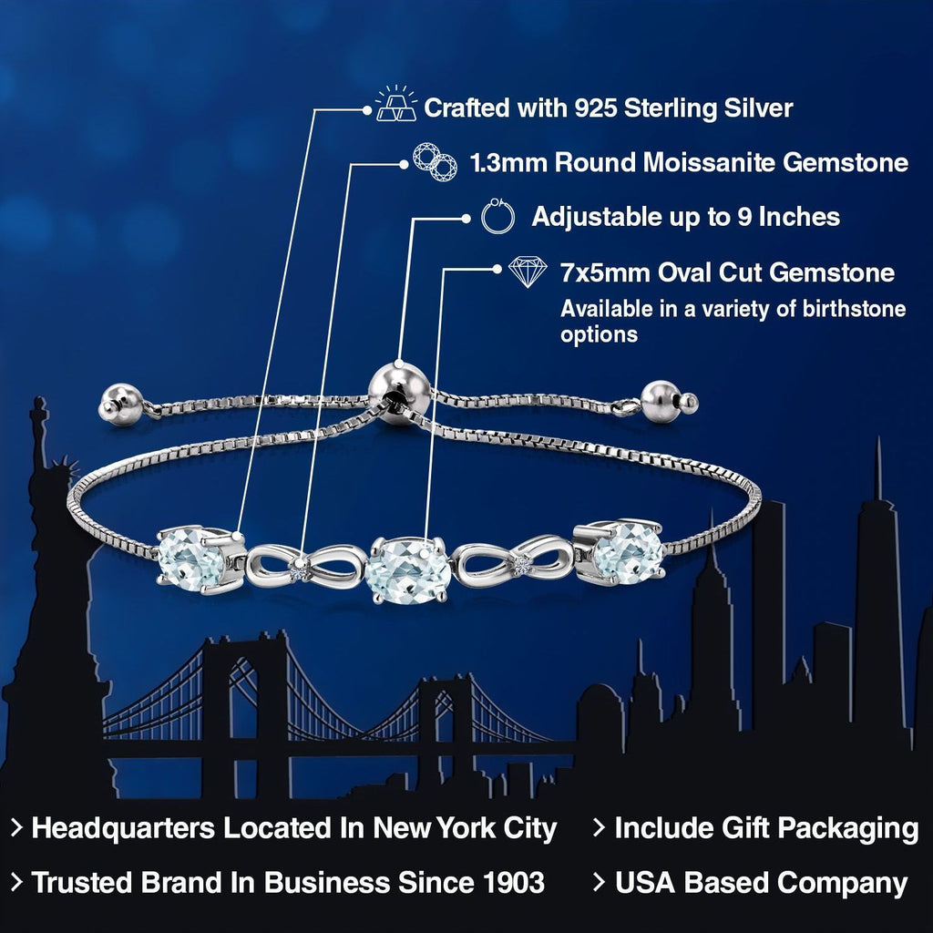 Aquamarine - March_Bracelet in 925 Sterling Silver