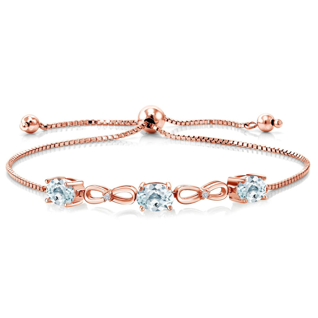 Aquamarine - March_Bracelet in 925 Rose Gold Plated Silver
