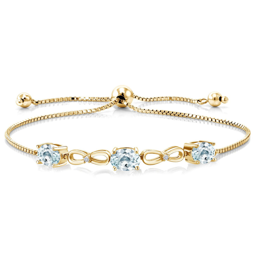 Aquamarine - March_Bracelet in 925 Yellow Gold Plated Silver