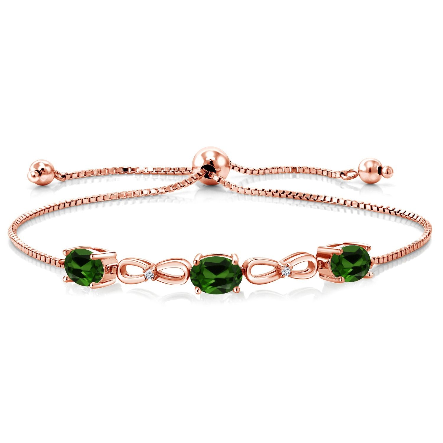 Chrome Diopside_Bracelet in 925 Rose Gold Plated Silver