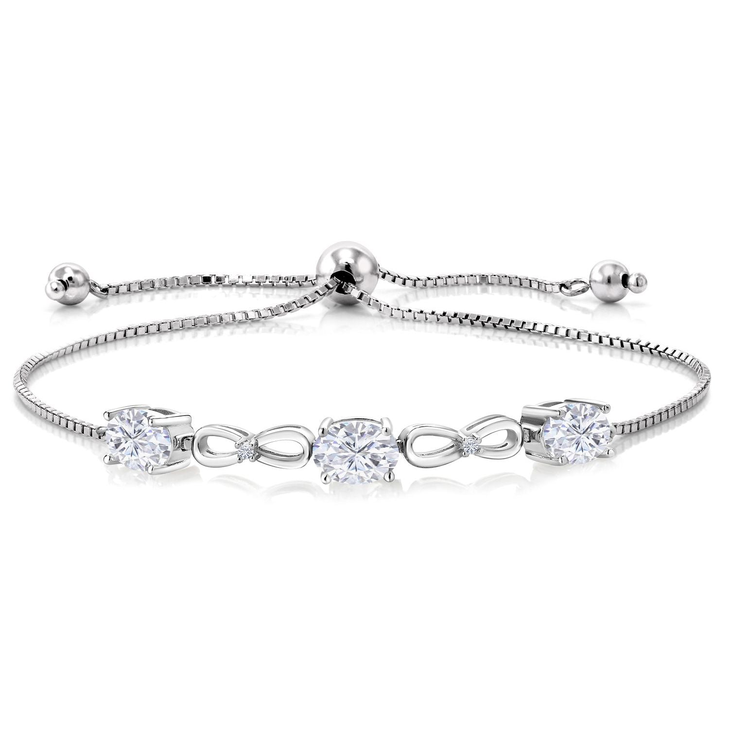 White Moissanite - April_Bracelet in 925 Sterling Silver