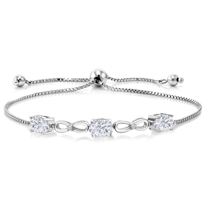 White Moissanite - April_Bracelet in 925 Sterling Silver