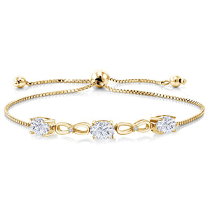 White Moissanite - April_Bracelet in 925 Yellow Gold Plated Silver