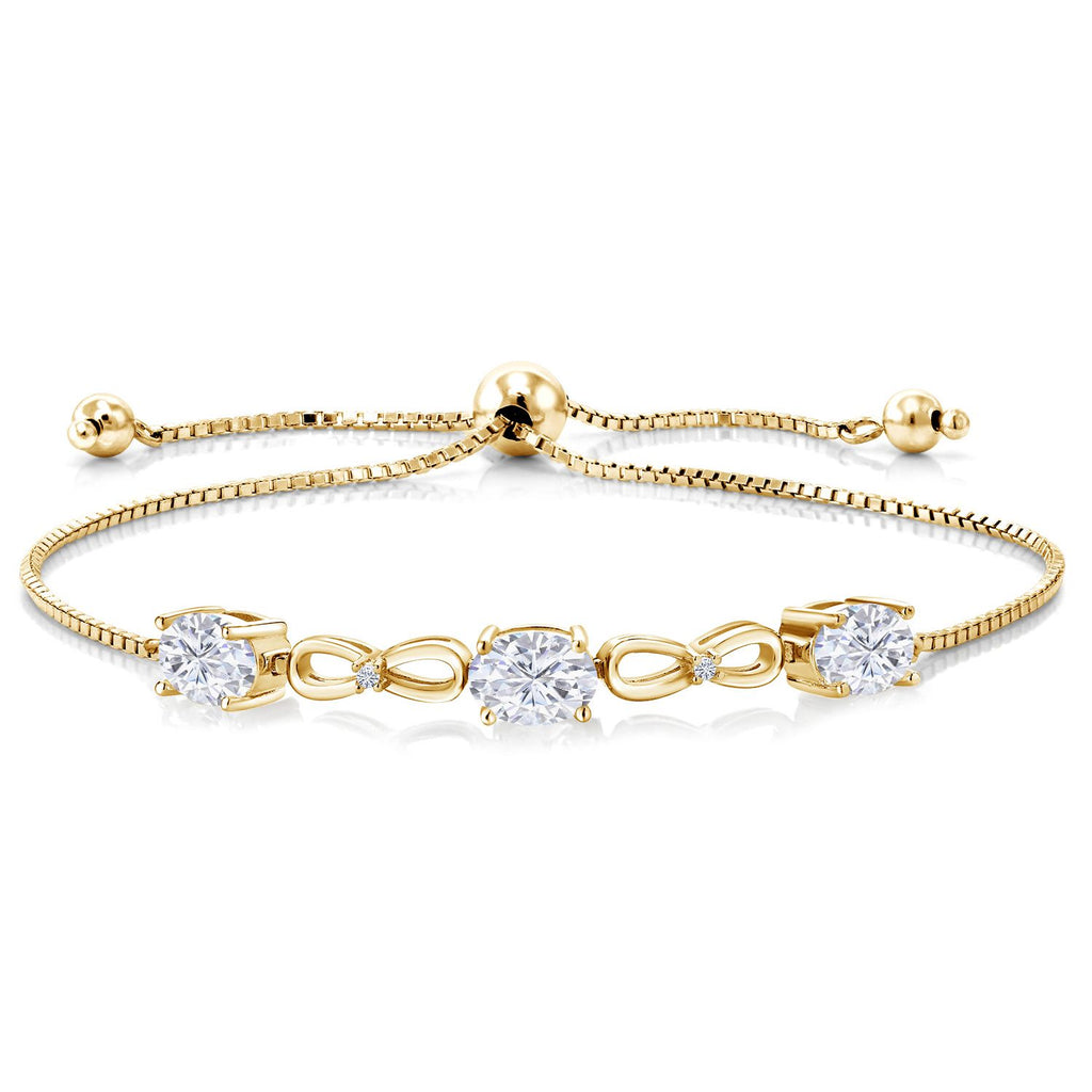 White Moissanite - April_Bracelet in 925 Yellow Gold Plated Silver