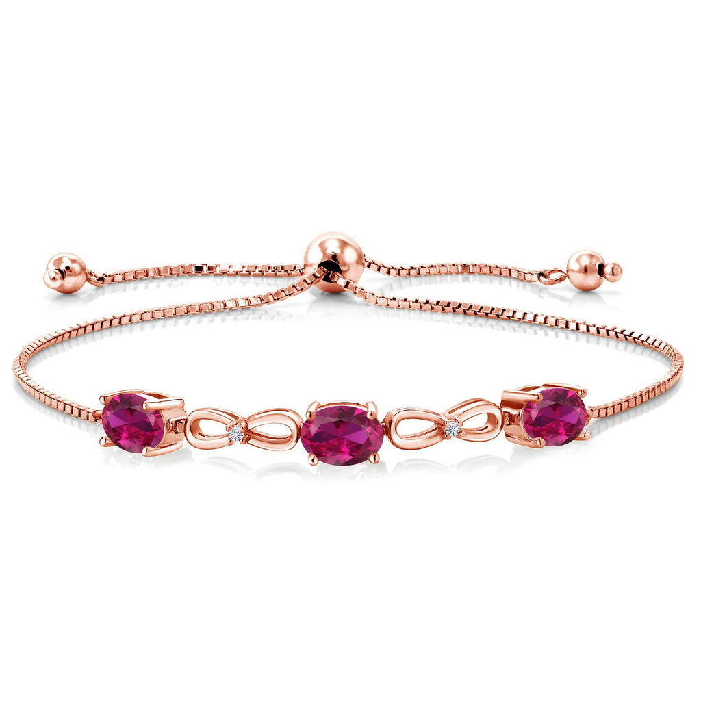 Created Ruby - July_Bracelet in 925 Rose Gold Plated Silver