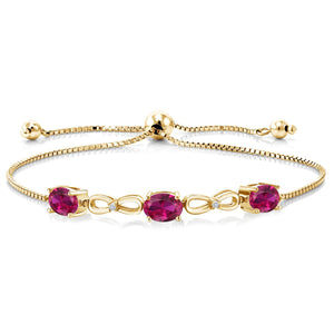 Created Ruby - July_Bracelet in 925 Yellow Gold Plated Silver
