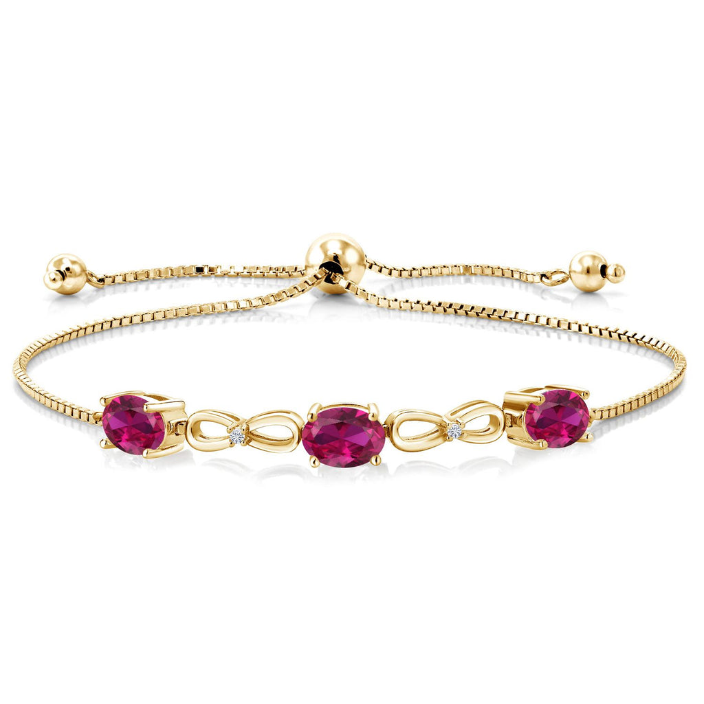 Created Ruby - July_Bracelet in 925 Yellow Gold Plated Silver
