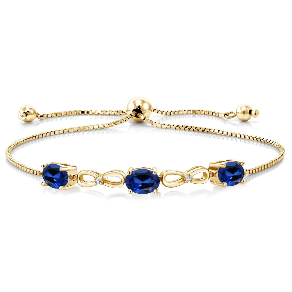 Blue Created Sapphire - September_Bracelet in 925 Yellow Gold Plated Silver