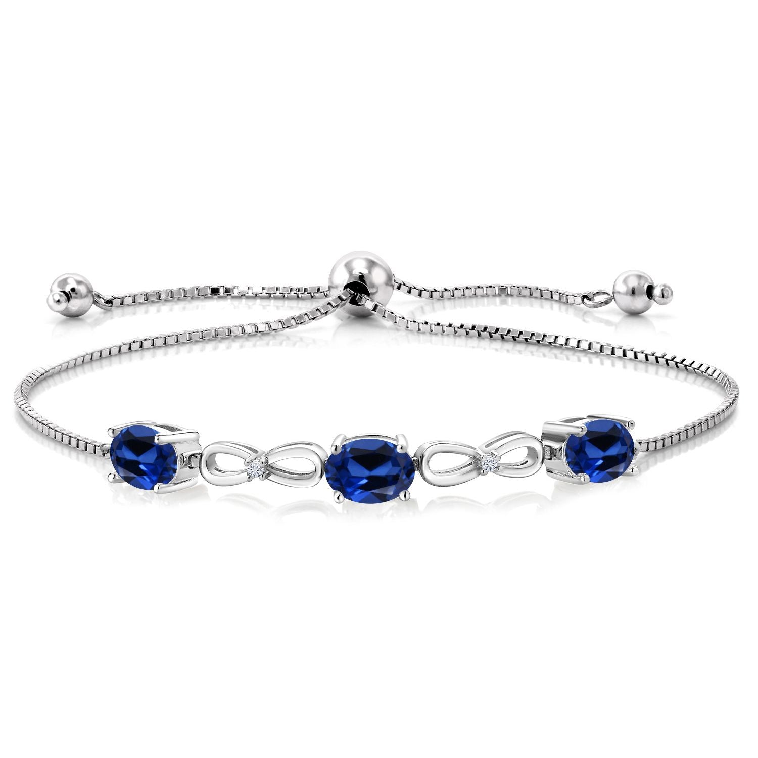Blue Created Sapphire - September_Bracelet in 925 Sterling Silver