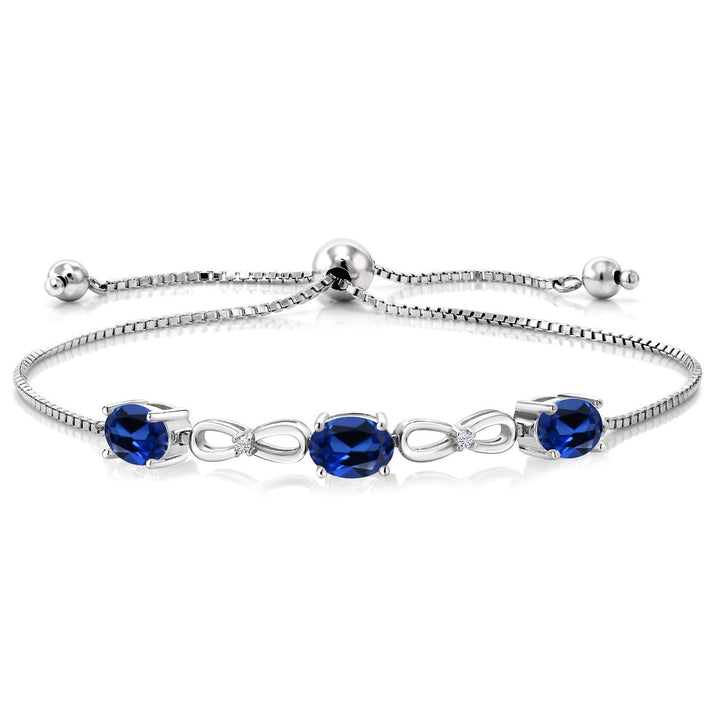 Blue Created Sapphire - September_Bracelet in 925 Sterling Silver